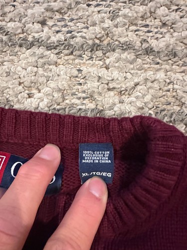 Suéter Pullover Tejido Algodón Granate XL Chaps Ralph Lauren Para Hombre - Imagen 3 de 6