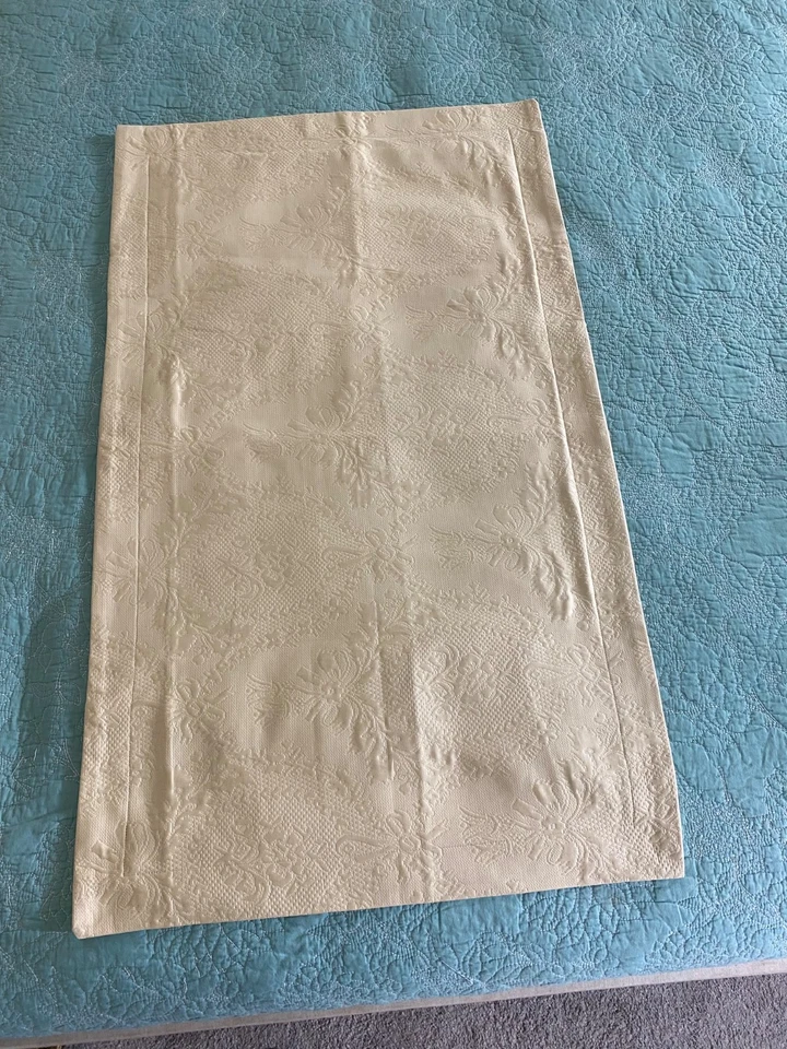 SFERRA Pillow Sham (1) 24.5" x 40' beige Matelasse Damask Italy Luxury - Image 2 of 3