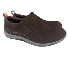 Lands End Suede Slip On Comfort Shoes Size 6.5 Women's Brown Leather Loafer