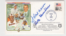 HOF COMMEMORATIVE COVER w/ HANK AARON & HAPPY CHANDLER AUTOGRAPHS ~ BEAUTIFUL !