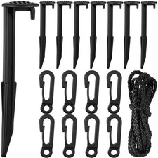Blulu 24 Pieces Inflatable Stakes with Tethers  Hooks Plastic Yard Stakes Bl...