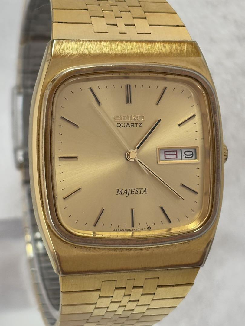 Seiko Majesta Quartz 9063-5010 Men's Watch Gold Dial, Good Seiko Majesta Quartz 9063-5010 Men's Watch Gold Dial, Good