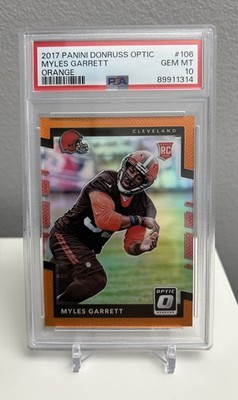 Panini 2017 Donruss Optic Myles Garrett RC Rookie Orange Prizm /199 #106 PSA 10