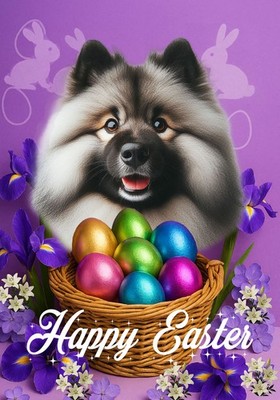 Keeshond Happy Easter Flag
