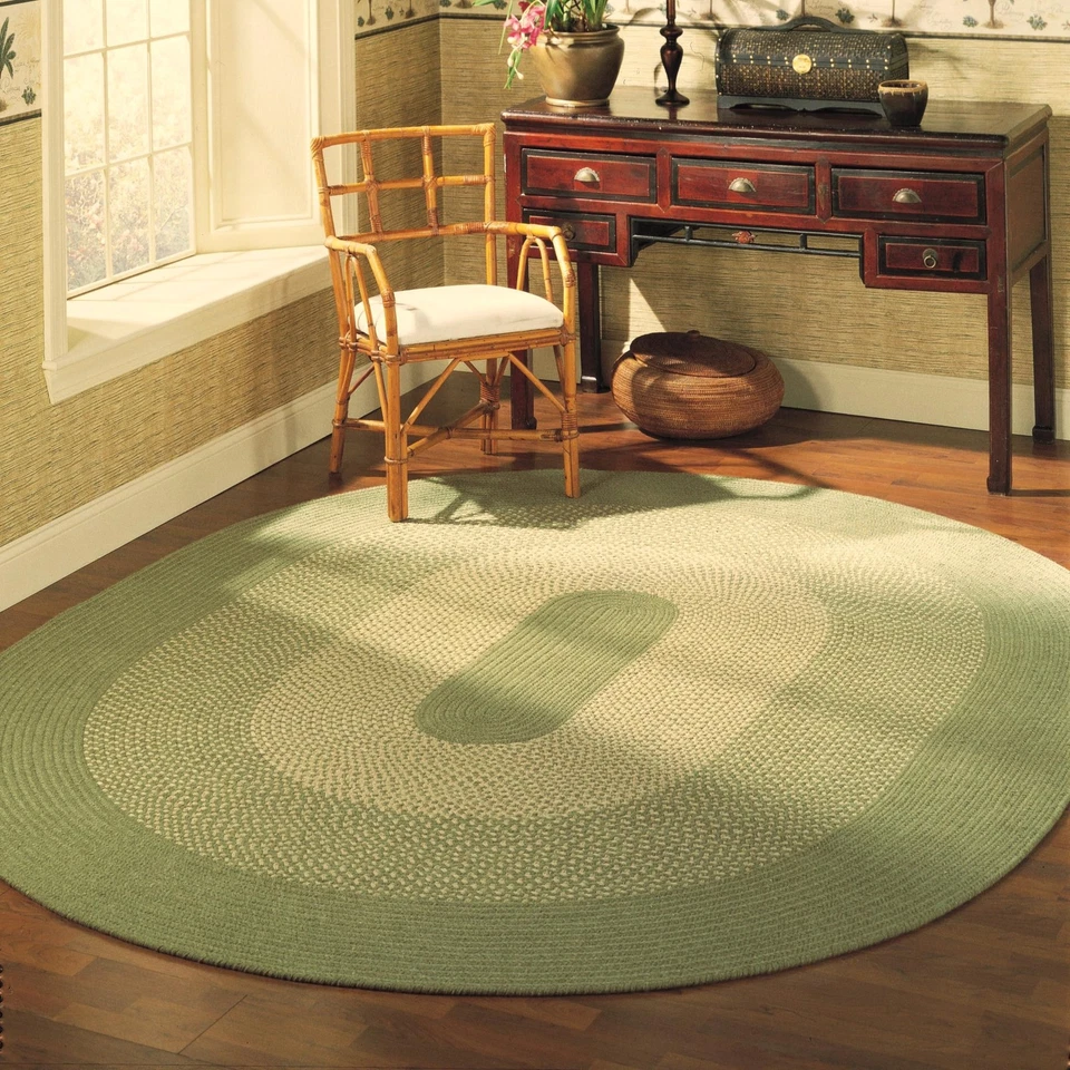 Colonial Mills Wellington Wool Braided Rug 2X3 - Moss Green, Reversible - Image 2 of 4