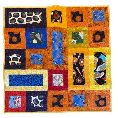 Artisan Made Pieced and Quilted Small Sports Themed Babydoll Throw NEW