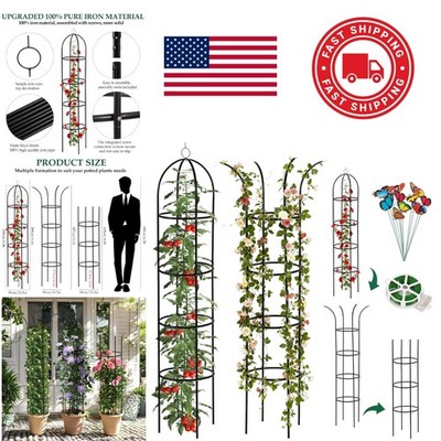 Metal Obelisk Trellis for Climbing Plants 6.6ft Black Garden Tower Two Pack