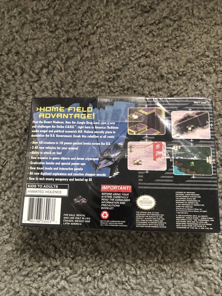 Urban Strike (Super Nintendo SNES, 1995) SEALED Brand New W/ Hang Tab Fast Ship - Image 2 of 4