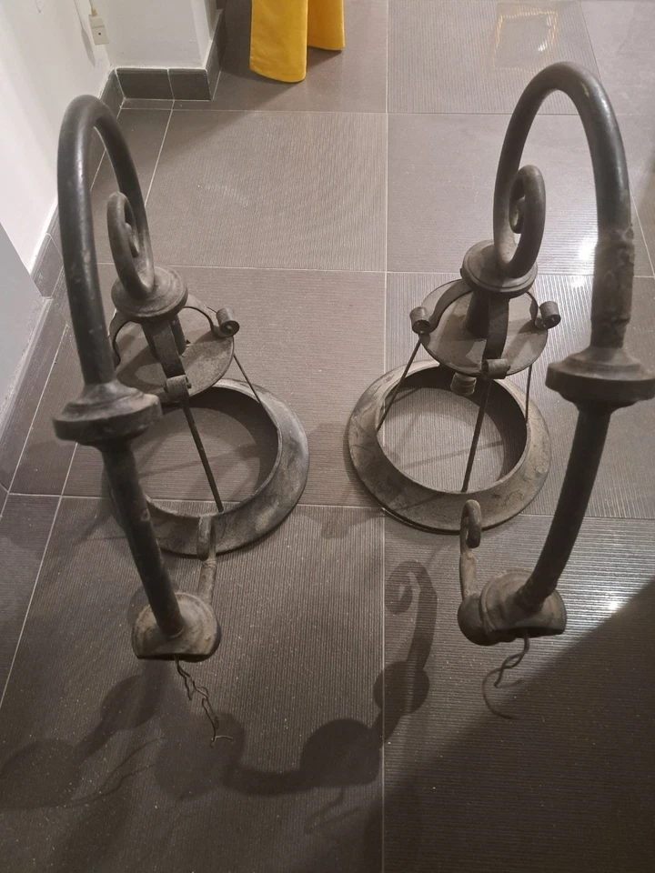 Lanterne Lampioni Stradali grandi Lampade da Esterno in Ferro Battuto primi 900 - Immagine 4 di 4