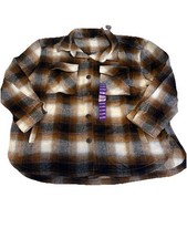 Member's Mark Women's Plaid Shacket Brown XXL