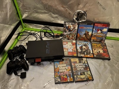 PlayStation 2 Console Bundle 2 Controllers Memory Cards 8 Games GTA NFL Mx Ps2