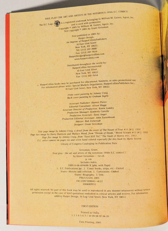 Foul Play! The Art and Artist of the Notorious 1950 EC Comics Geissman (2005) Foto 2 de 4