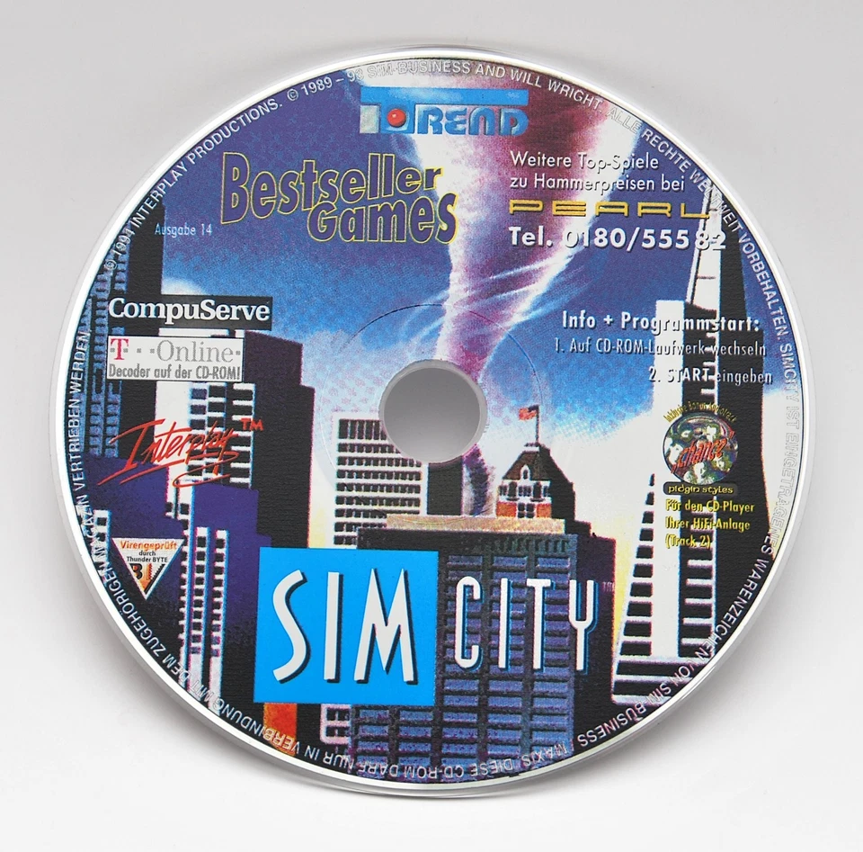 Bestseller Games Nr. 14 – Sim City (1989) PC MS-DOS Spiel – Retro Spiel rar!