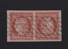 Timbre France classique avant 1900 N° 6 1 F Cérès tête-bêche grille sans fin