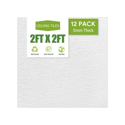 2ft x Drop Ceiling Tiles，Printed Pro Tiles 24 x 24x24, White 