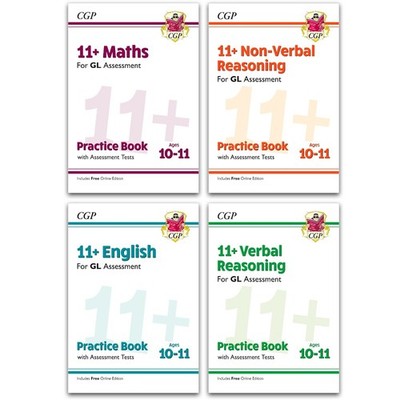 11+ GL Ages 10-11 Practice Book & Assessment Tests 4 Books Set English, Maths
