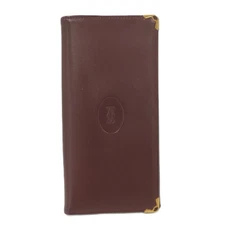 Cartier Long Wallet Logo Mastline Bordeaux Used SKAI-0