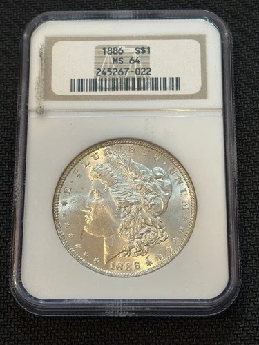 1886 MORGAN DOLLAR NGC MS 64 Silver $1 Coin