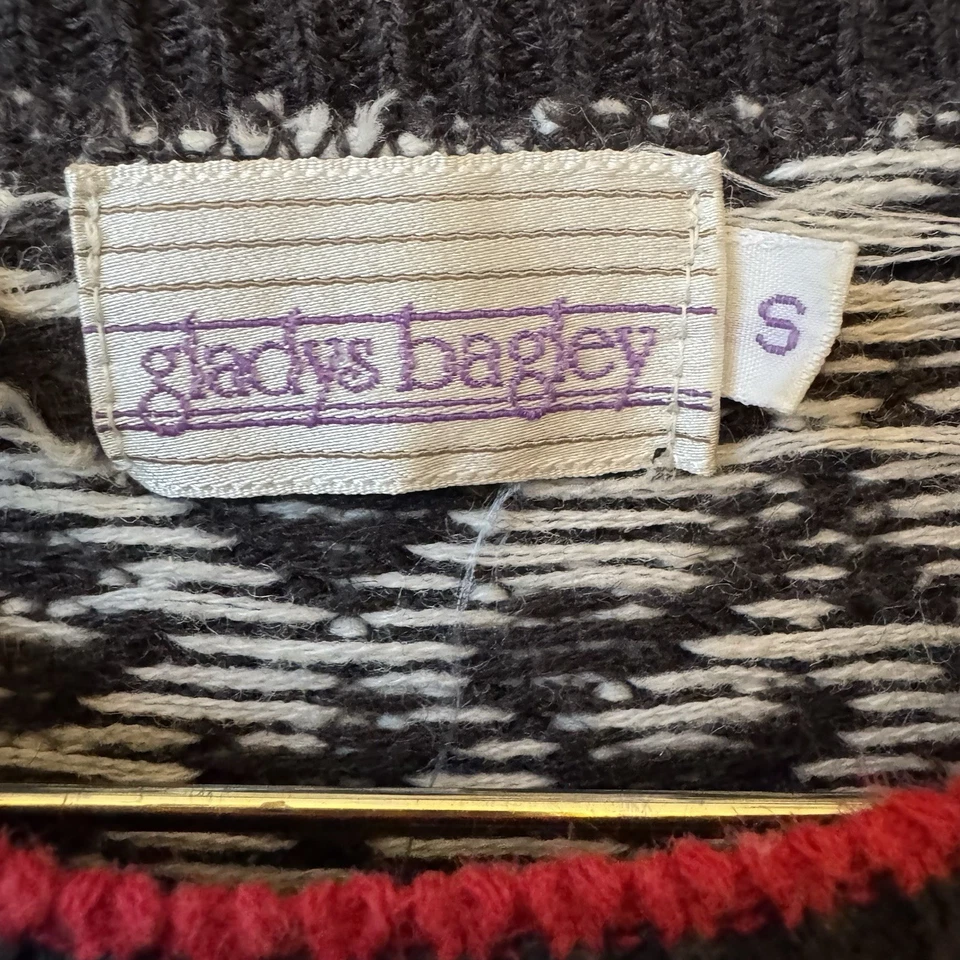 复古 80 年代 Gladys Bagley 毛衣复古街机尺寸小号 Y2K 软垫肩 — 第 3/4 张图片