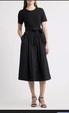 Eliza J Bow Detail Midi Dress-Black Size 6 *Flaw