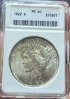 1922 Silver Peace Dollar MS64 Old Soapbox Holder