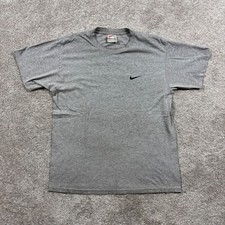 Vintage Nike Swoosh T-Shirt Mens Medium Gray Short Sleeve USA Made Embroidered