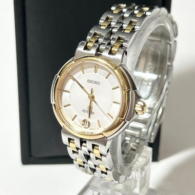SEIKO Asterisk 5E42-6A00 Quartz Date Women's Watch Gold Dial