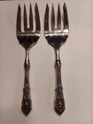 Antique sterling silver handled Wallace Serving forks pair H.H. Rose Point