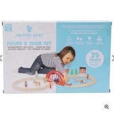 Squirrel Play Wooden Figure 8 Train Set Kids Railway Track Engine Carriages Toy