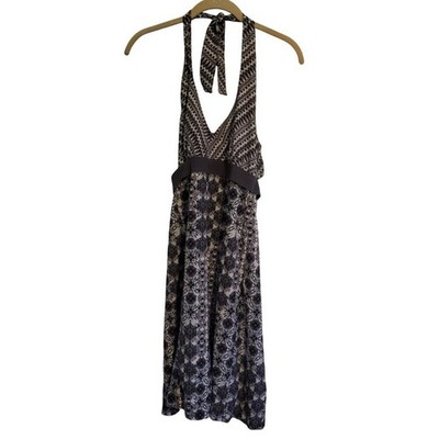 Athleta Pack Everywhere Halter Dress Black White Gray Geo Print Pattern Size 2