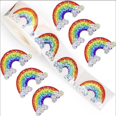 40 PCs Rainbow ~1.2x.5 Inch Holographic Glitter Stickers Great Quality 