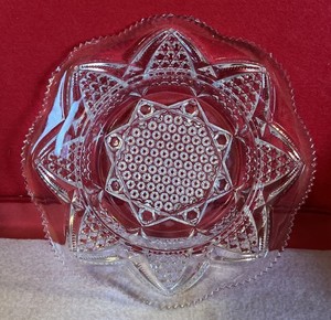 VTG. Clear Glass Butter Or Cheese Dish Without Dome Plate Diamond Point Design