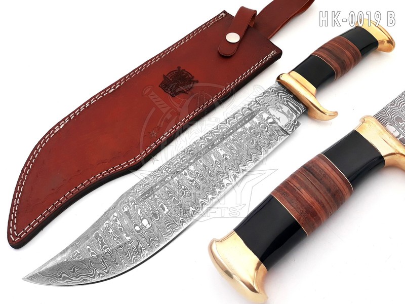 18" Large Handmade Forged Crocodile Dundee Knife, Damascus Steel Blade HK-19-B