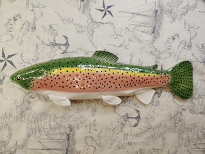 Vintage 2001 Grainger Pottery No. 232 Rainbow Trout Handmade 11" Wall Decor
