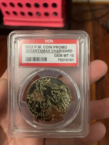 Pokemon TCG  Charizard Gigantimax Gmax Metal Gold Coin UPC PSA 10
