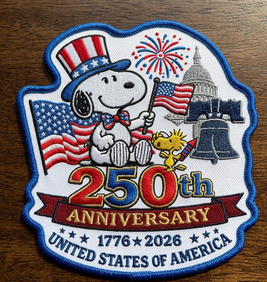 Embroidered Snoopy USA 250th Anniversary Patriotic Patch 1776 2026