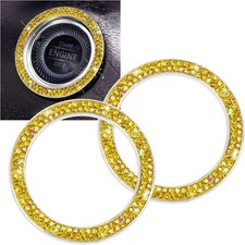 Bling Car Crystal Rhinestone Ring Emblem Sticker, Interior J-yellow