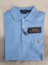 Polo Ralph Lauren Custom Slim Fit Soft Touch Blue Polo Shirt Men's Size Small