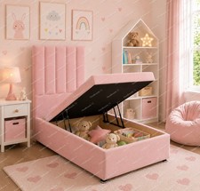 Plush Velvet Ottoman Divan bed Gas lift Base kids size