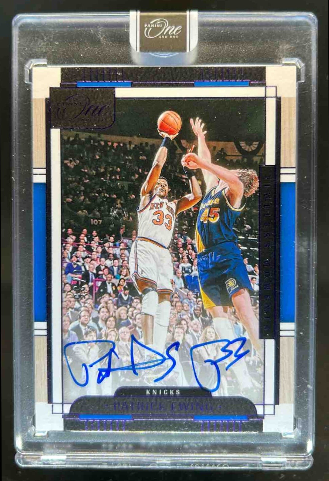 2023-24 One and One Patrick Ewing Timeless Moments Purple Auto Autograph #10/35