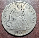 1875 Seated Liberty Half Dollar Fine 50c Silver 19th C. Type Coin Orig Toning