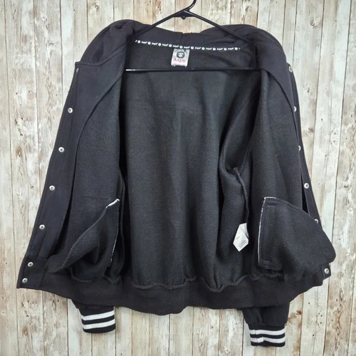 Aape by Bathing Ape Button Snap Hooded Hooded Varsity Jacket Black Youth Size XL image 14
