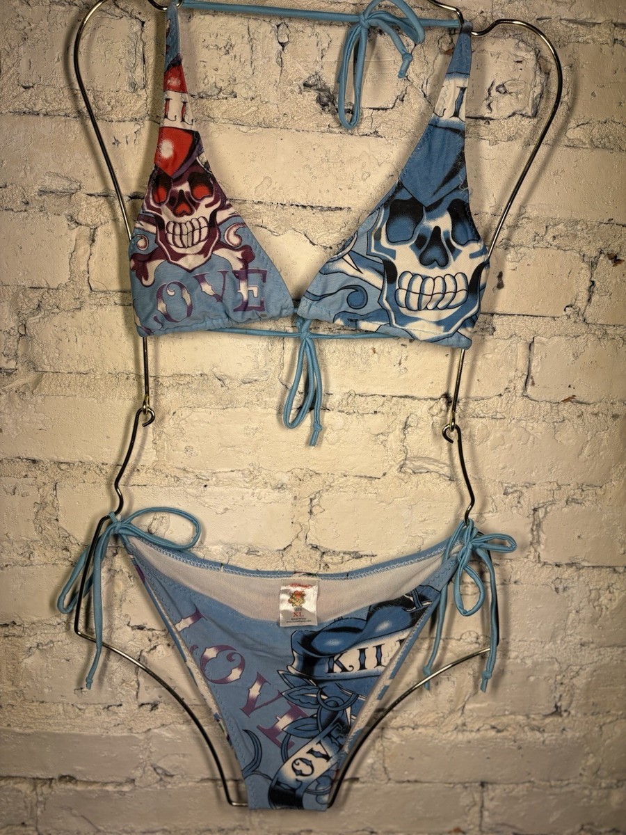Ed Hardy Love Kills Slowly Graphic Bikini Set Size XL | eBay