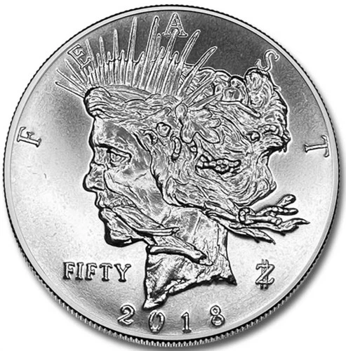 2018 Zombucks Feast Dollar - 1 oz .999 Silver Round Zombie Apocalypse Currency