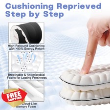 Fuetpl Steppers Insoles Men Women Cloud Memory Foam Arch Support Black