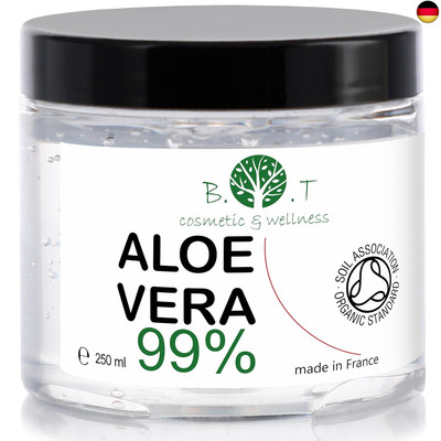 Bio Aloe Vera Gel 100% Natur Feuchtigkeitscreme für Gesicht und Körper | H