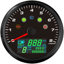 85mm LCD Motorbike Digital GPS Speedometer MPH Km/H with Tachometer & Fuel Gauge