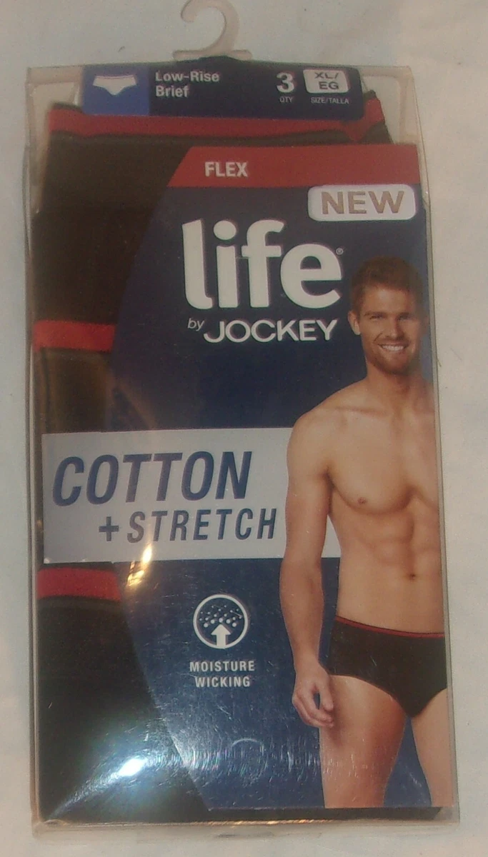 LIFE BY JOCKEY UNDERWEAR FOR MEN 3 LOW RISE BRIEFS SIZE XL NEW IN PACKAGE