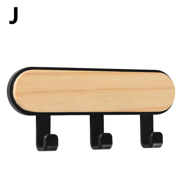 Self Adhesive Wooden ABS Wall Hook Multifunction Storage Coate Rack