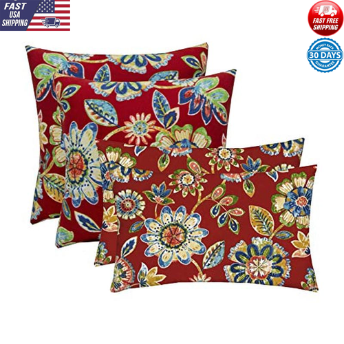 Outdoor Accent Pillows Set of 4 Water Resistant Durable Polyester Fiberfill New